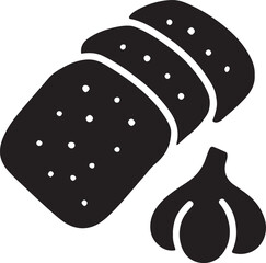 Silhouette vector of garlic bread slices, ideal for appetizer, bakery, and Italian cuisine-themed designs.