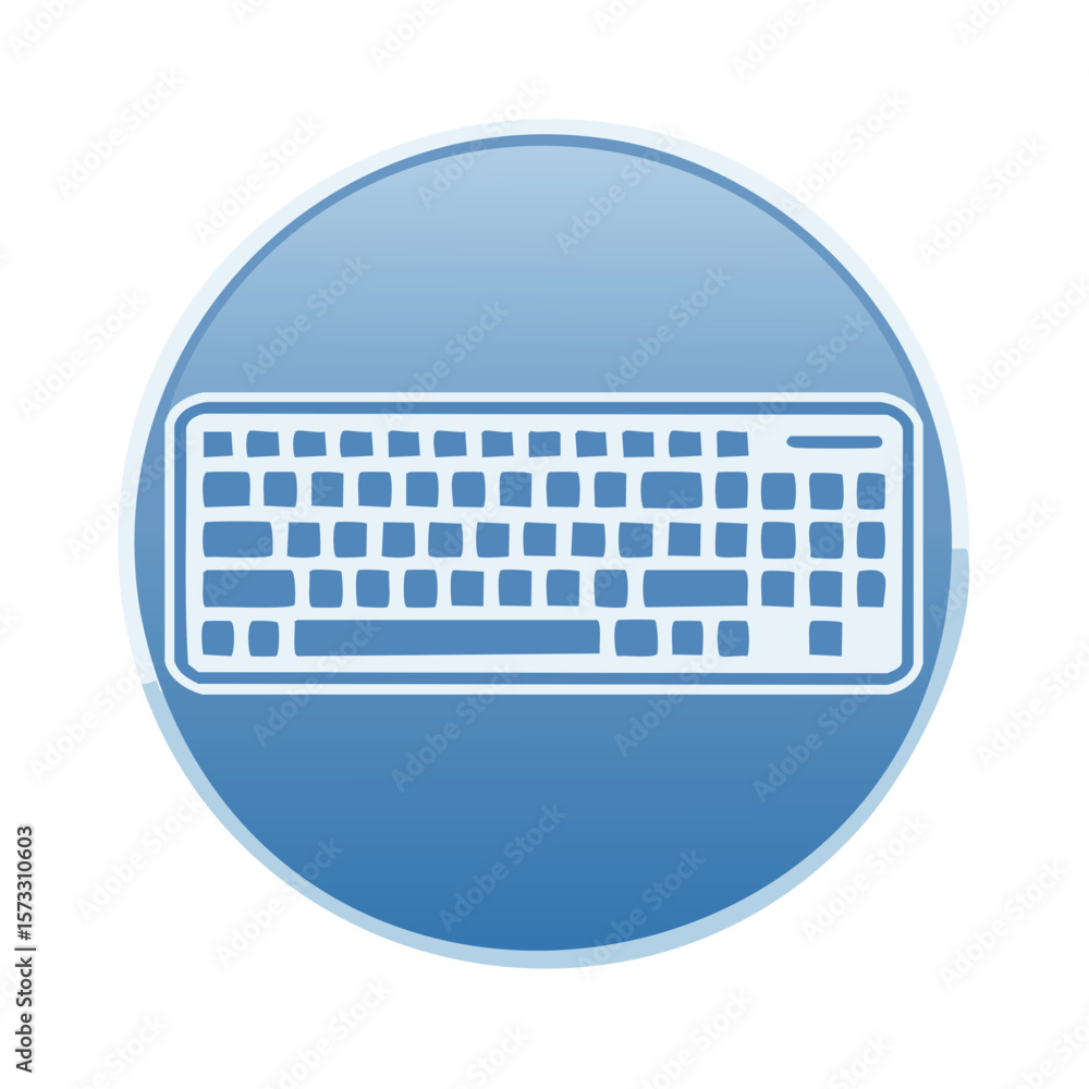 Fototapete computer keyboard illustration icon on blue round button for technology concepts