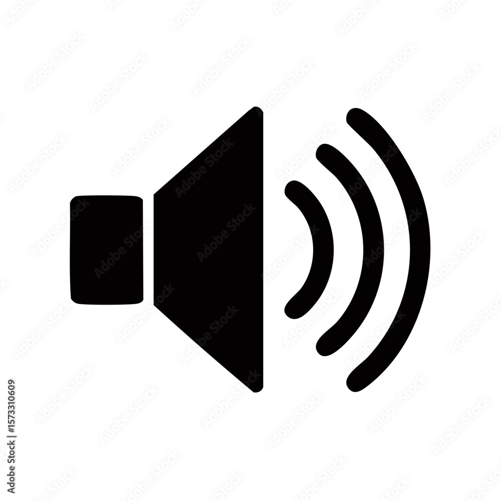 Poster sound icon: communication and volume symbol with wave lines