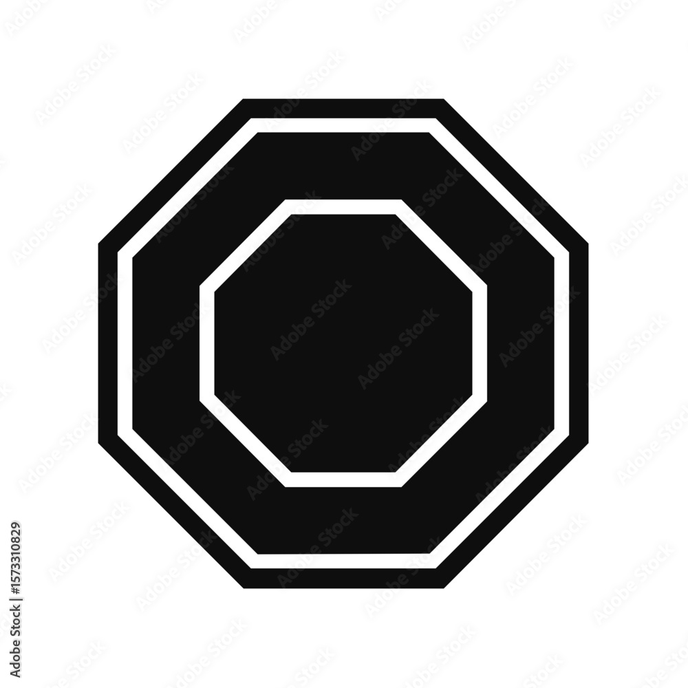Poster geometric shapes nested octagons with outline solid black silhouette design element
