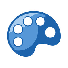 Fototapeta premium Classic Painter's Palette in Light Blue, Featuring Five White Cavities for Mixing Colors, Artistic Tools