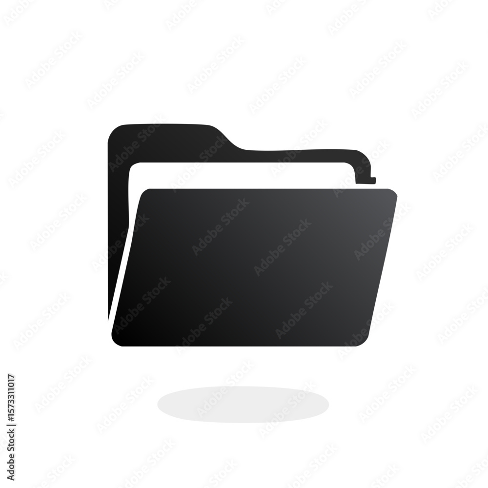 Poster isolated black folder icon for computer files organization and data storage