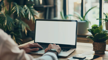 Close-up of hands working on laptop computer at desk. Modern remote work concept, digital lifestyle, freelance productivity, typing and office technology.