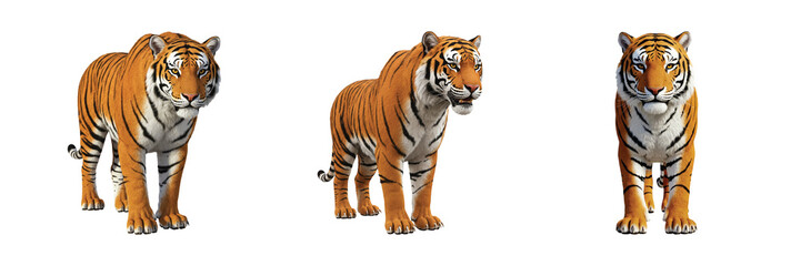 Obraz premium 3D Tiger Poses – Realistic Wildlife PNG Clipart Set