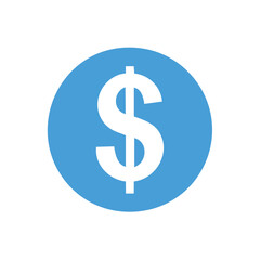 Obraz premium Dollar Sign Icon on Light Blue Circle Financial Symbol Currency