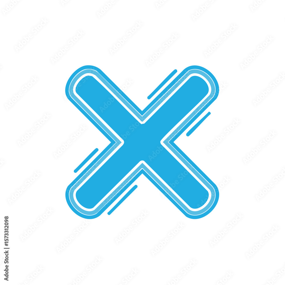 Poster abstract blue x shape design: geometric graphic with dynamic lines and rounded edges