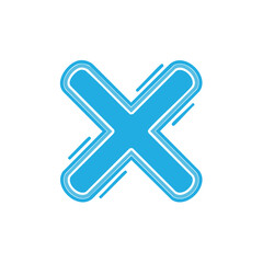 Fototapeta premium Abstract Blue X Shape Design: Geometric Graphic with Dynamic Lines and Rounded Edges