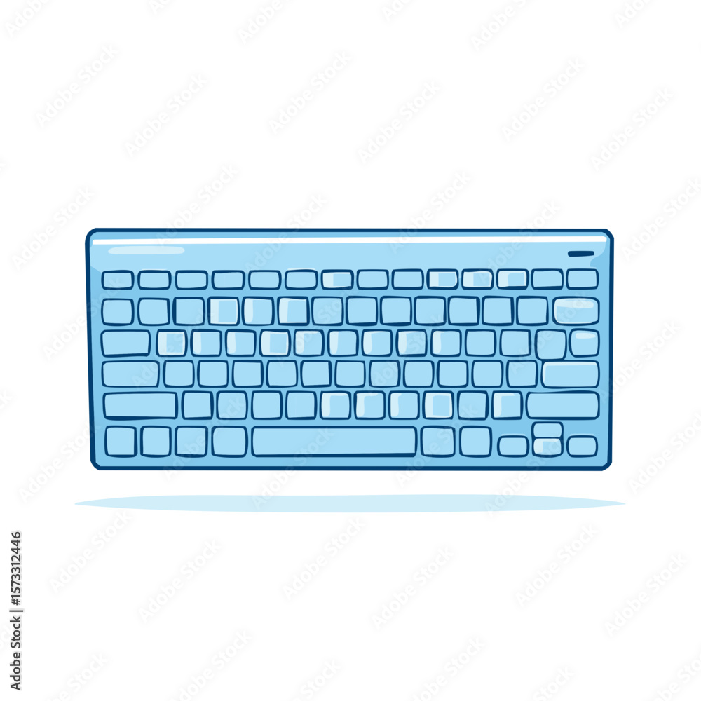 Poster blue keyboard illustration for digital interface design or software development