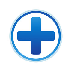 Obraz premium Blue Plus Sign Inside Circle Symbol for Healthcare or Addition Concepts