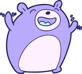 cartoon bear laughing in bright neon color