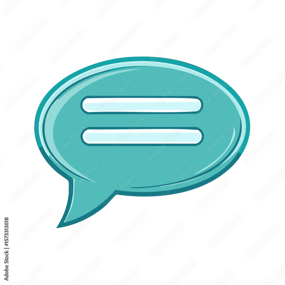 Fototapete turquoise speech bubble icon signifying conversation or dialogue with lines inside symbol