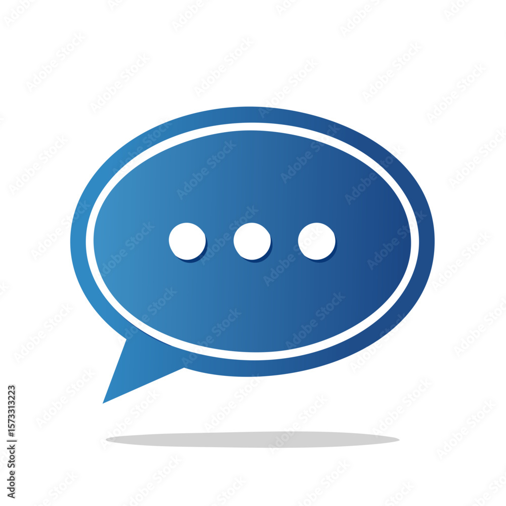 Poster vibrant blue speech bubble with three dots in a smooth style suggesting pending messages and a commu