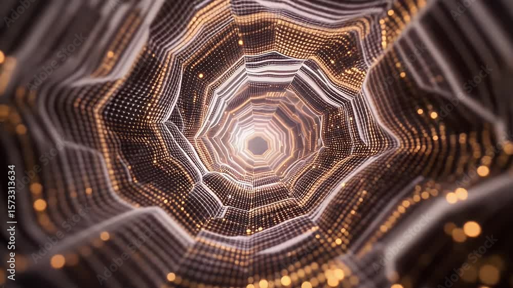 Aufkleber abstract golden tunnel: dynamic light and geometric pattern journey