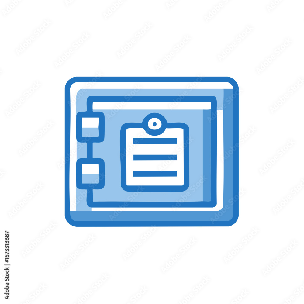 Aufkleber blue icon of checklist document on digital device screen display