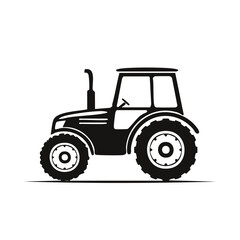 Obraz premium Tractor Black Silhouette Heavy Agricultural Vehicle Farm Equipment Illustration