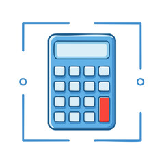 Isolated blue calculator drawing, math tool design for calculating simple equations