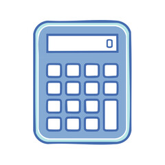 Blue Calculator Illustration with Buttons for Mathematical Calculations Isolated on White