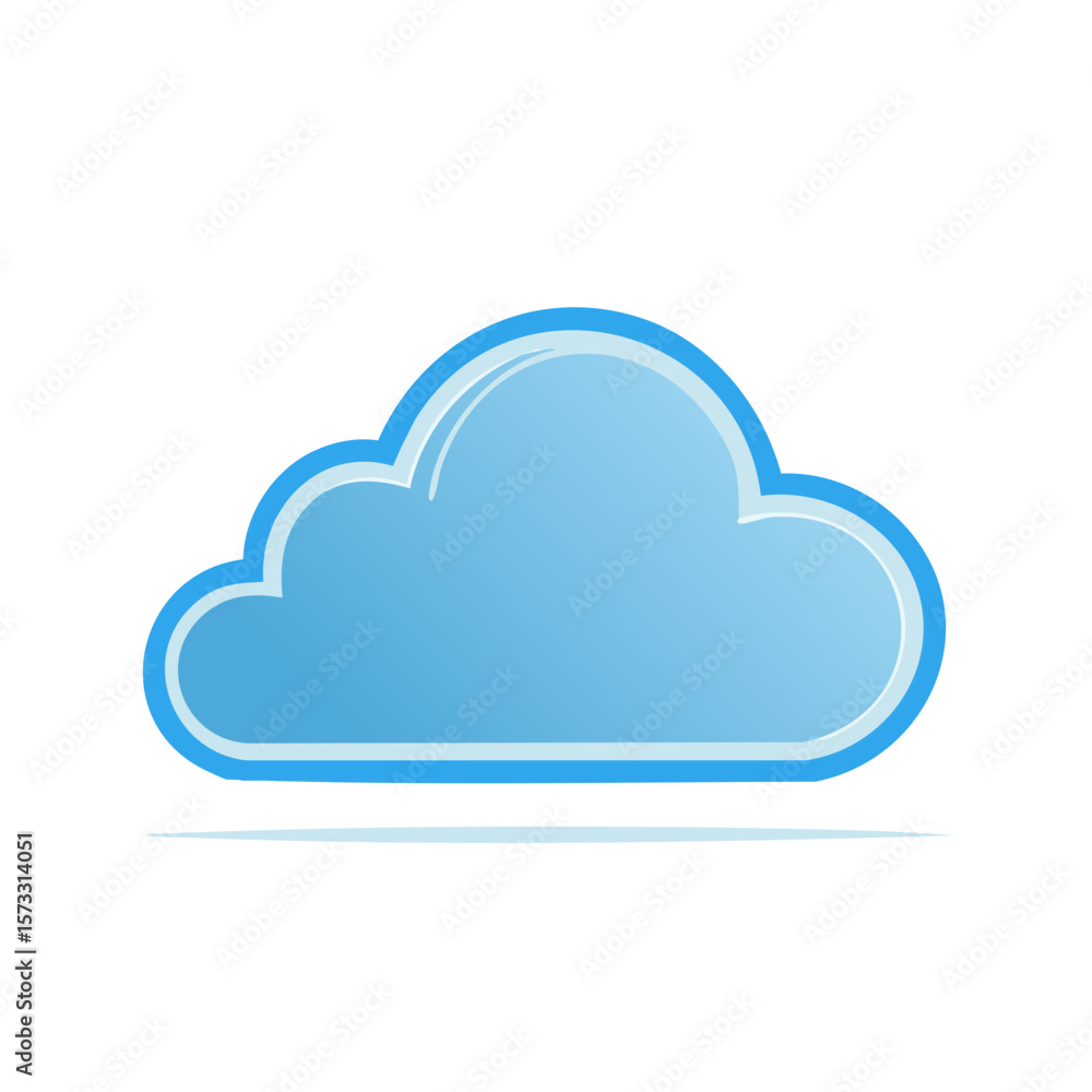 Poster isolated cartoon clouds with blue gradient and subtle shadow, digital data storage icon