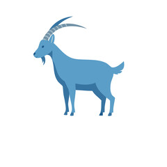 Obraz premium Standing blue goat illustration, a horned mammal with a small tail rendered in a simple, clean design with gradient color, perfect for vector art.