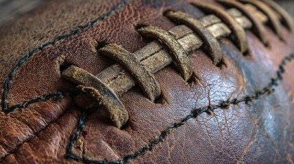 Closeup of an aged football