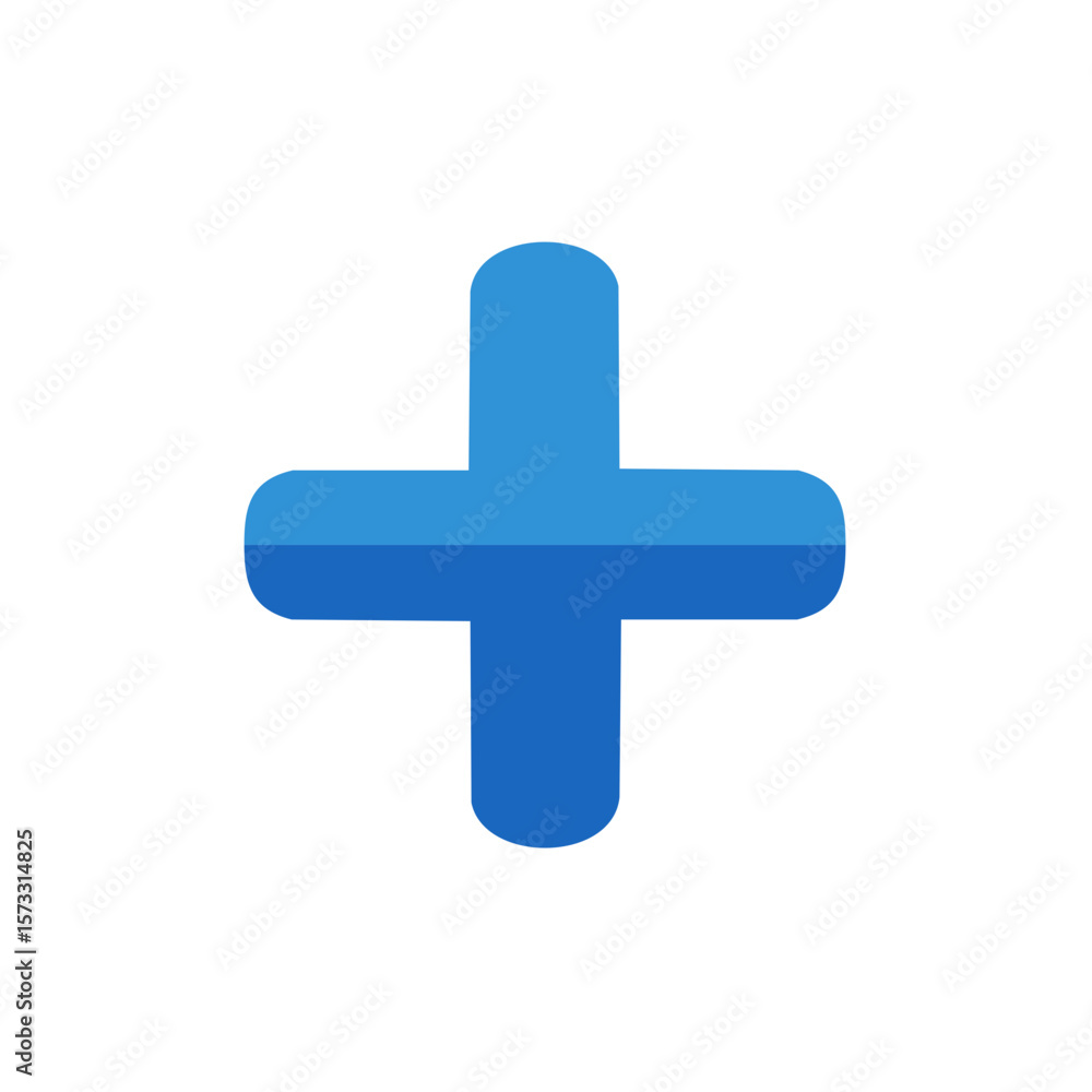 Poster simple blue plus sign icon design symbolizing addition and positive concepts