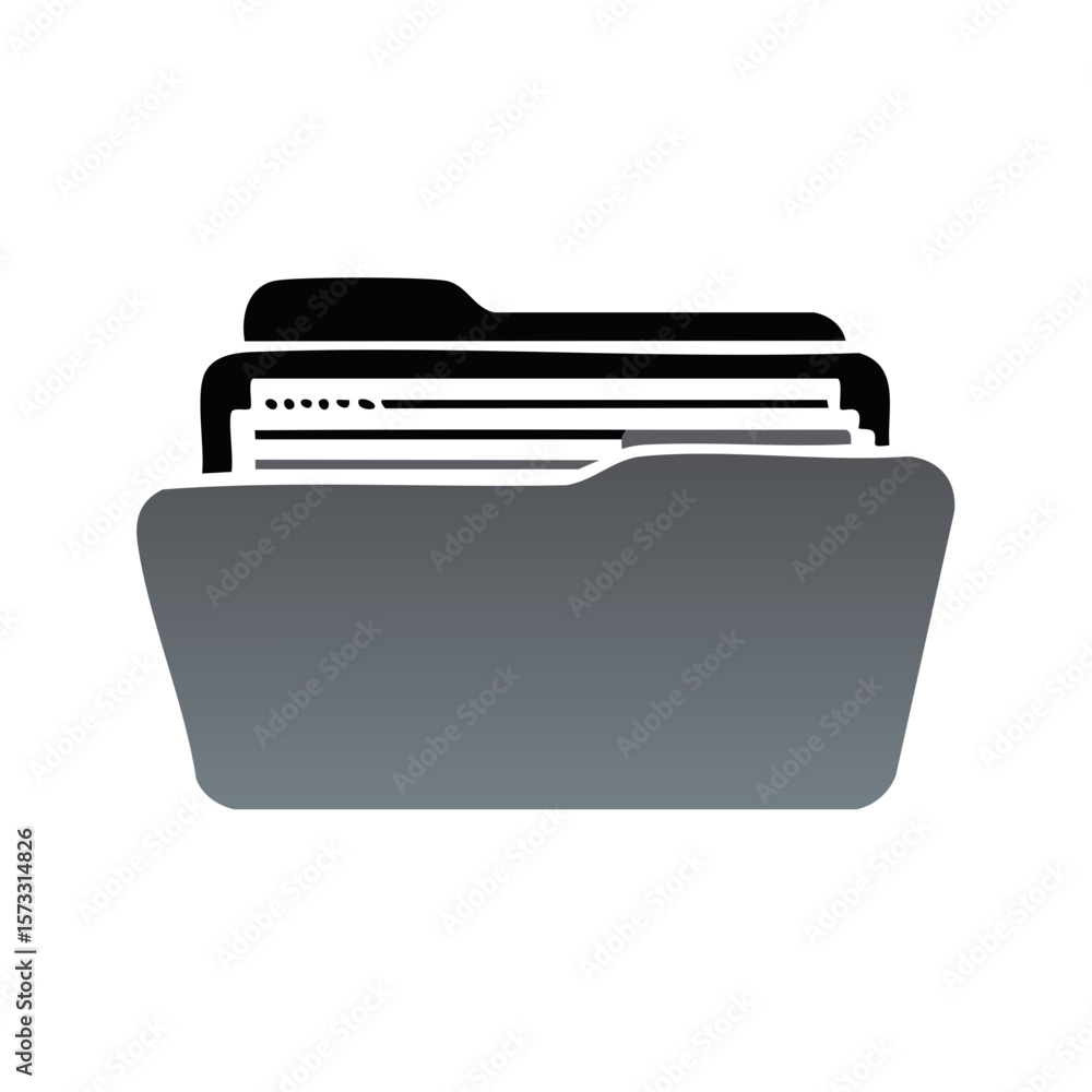 Poster organized file folder symbol with documents inside for business and data management
