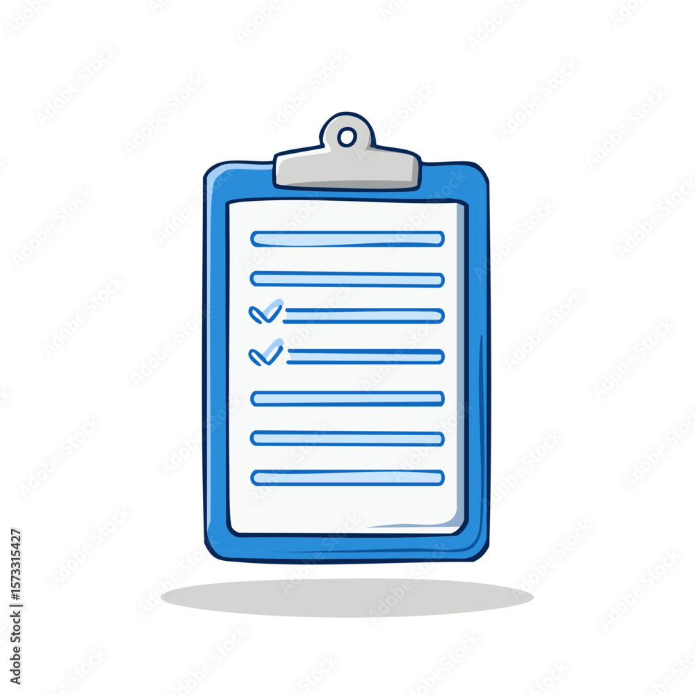Aufkleber blue clipboard with checkmarks symbolizing task completion and list management