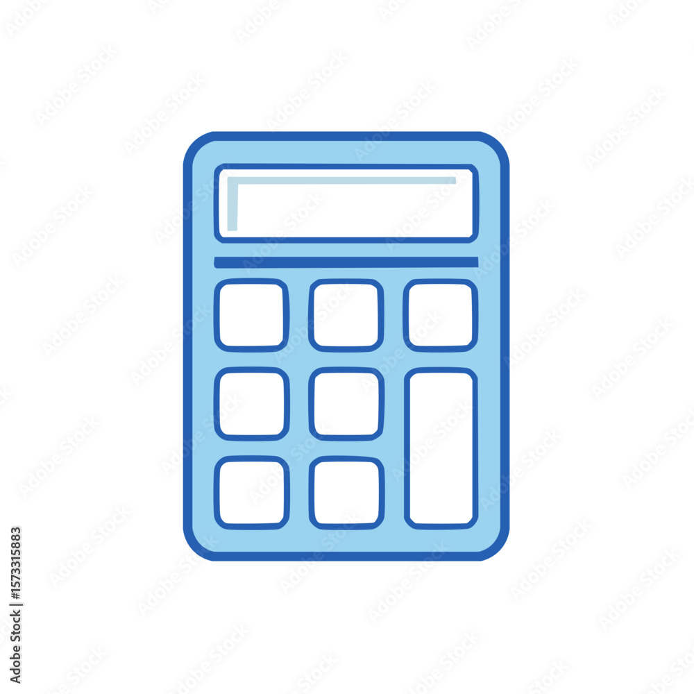 Poster light blue calculator with buttons for mathematical calculations finance or accounting work and busi