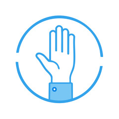 Obraz premium Outlined Hand in Circle Gesturing Stop Pause Halt Minimalist Icon