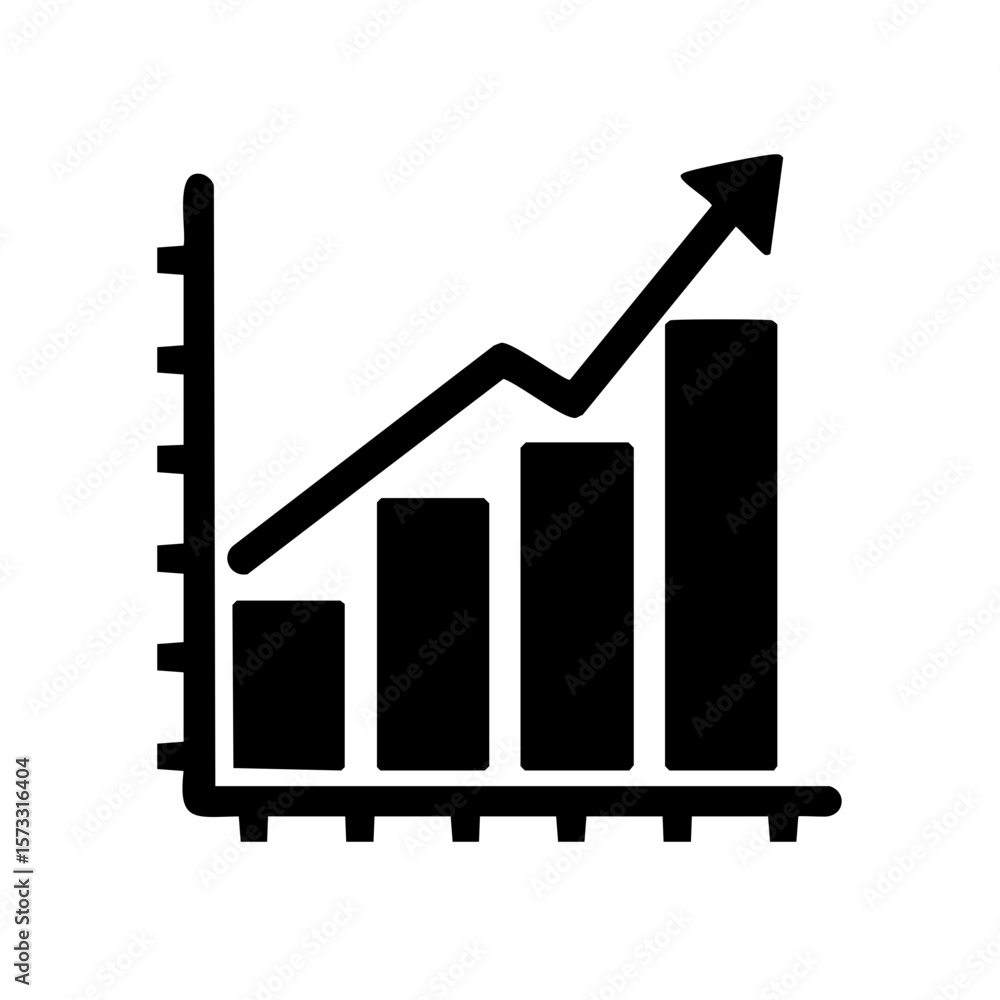 Poster growth chart icon showing upward trend with arrow indicator