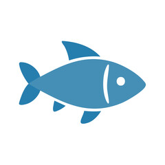 Obraz premium Simple blue fish icon with fin illustration for marine life concept vector