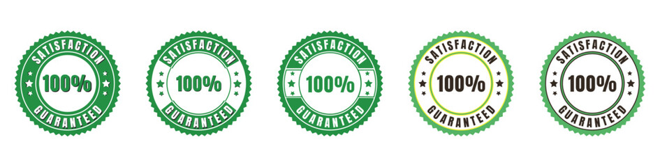 Set of green satisfaction guaranteed badges or seals vector design