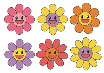 Cute Flower Vector Illustration Set Transparent