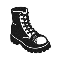 Lace-up boot in monochrome illustrated style with vintage texture. Ideal for graphic design, alternative fashion, or urban culture.  