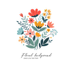 Retro-style bouquet of flowers. Vector illustration.