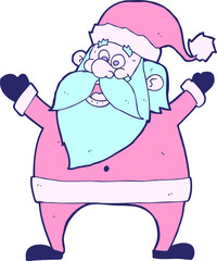 jolly santa cartoon in bright neon color