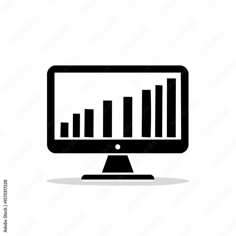 Aufkleber monitor displaying growing bar graph showing increase and progress