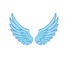 Obraz premium Two Light Blue Angel Wings Symbolize Freedom and Spiritual Ascension Illustration