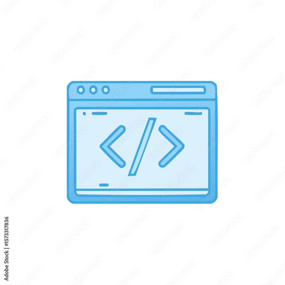 Fototapete code window with bracket and slash, web element, tech illustration