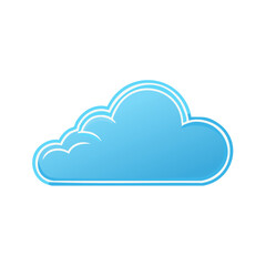 Stylized Blue Cloud, Weather Icon with White Outline, Sky Element, Isolated, Vector Graphic