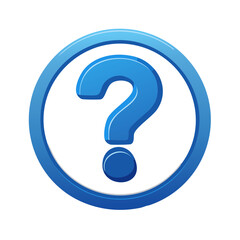 Question mark icon in blue circle. Symbol for doubt or inquiry