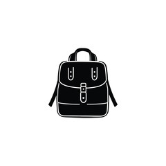 Isolated black and white icon illustration of a satchel style bag