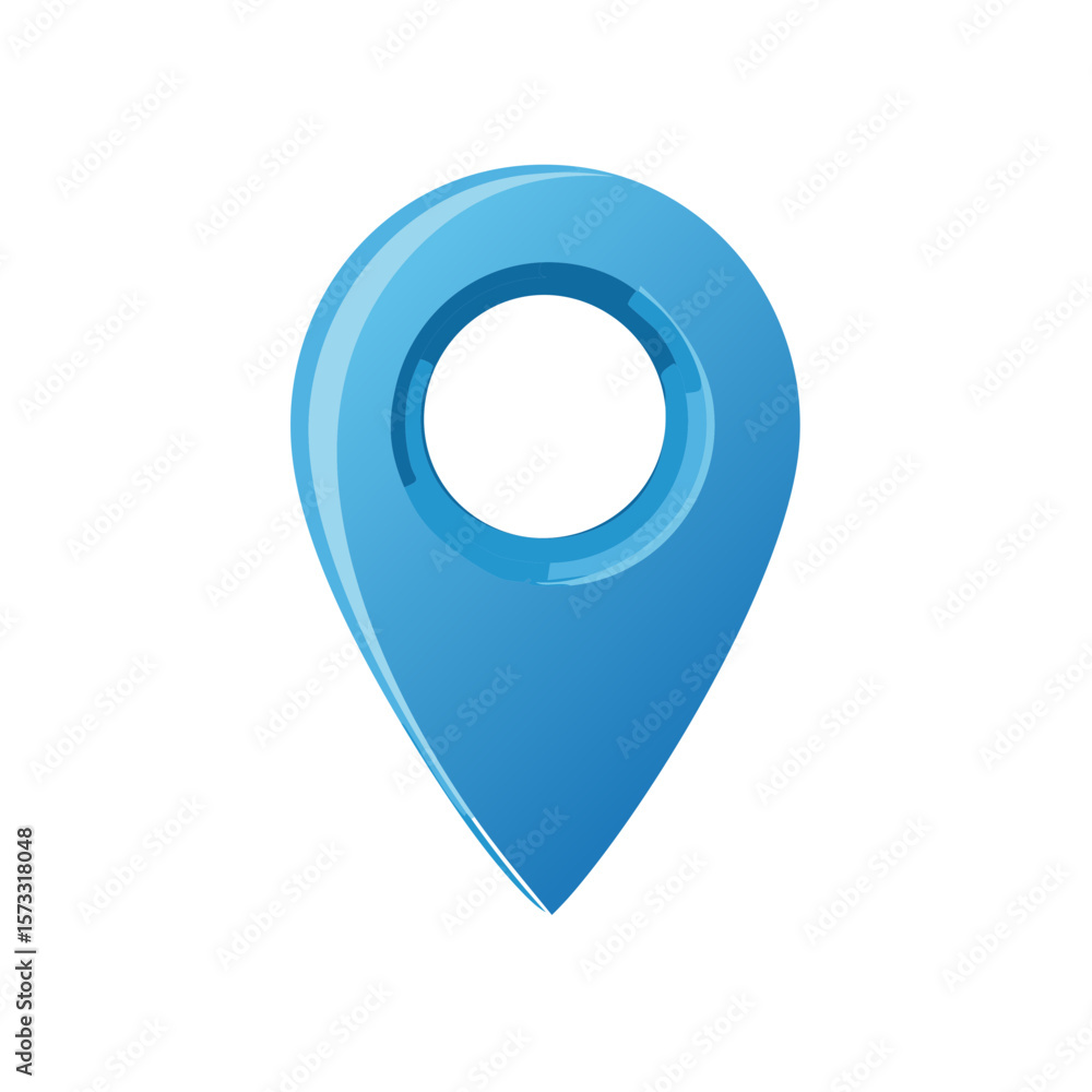 Poster isolated blue glossy map pointer pin; location symbol for travel, navigation, maps, and address conc