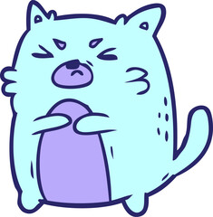 cartoon angry cat in bright neon color