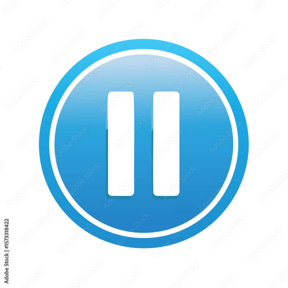 Poster blue circular pause button vector illustration stop sign media control ui