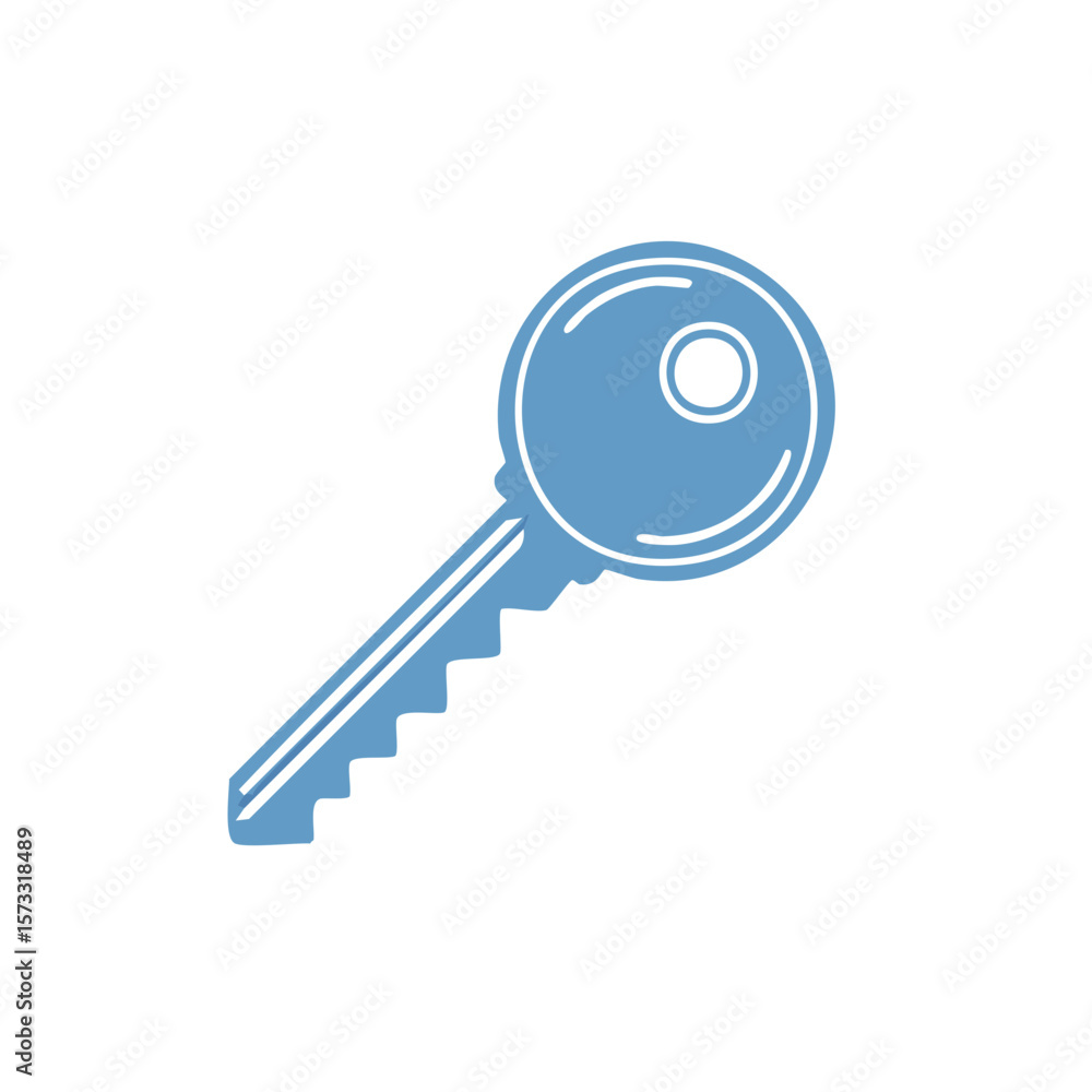 Aufkleber simple blue key illustration security and access solutions and unlocking concepts