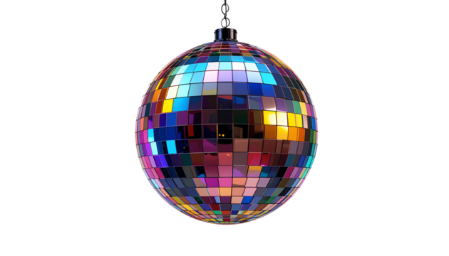 blue disco ball isolated on transparent background  - Powered by Adobe