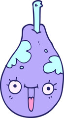 cartoon doodle fresh pear in bright neon color