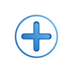 Obraz premium Gradient Blue Addition Symbol Inside Circle, Medical or Math Symbol Icon