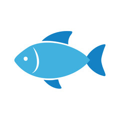Obraz premium Simple Blue Fish Illustration Aquatic Marine Sea Creature Vector Icon Graphic